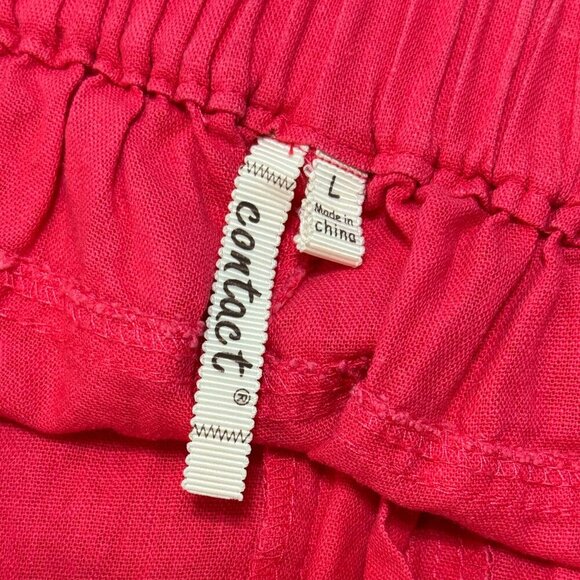 Contact Shorts Women's Size Large Pink Bermuda Linen Rayon Stretchy Waist Belt - Picture 3 of 11